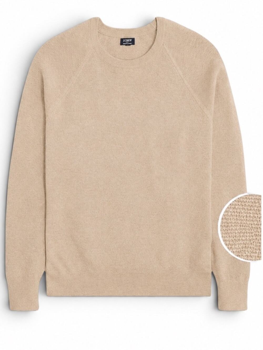J.Crew Seed Stitch Cotton Crewneck Sweater Heathered Khaki Tan Light Small NWT